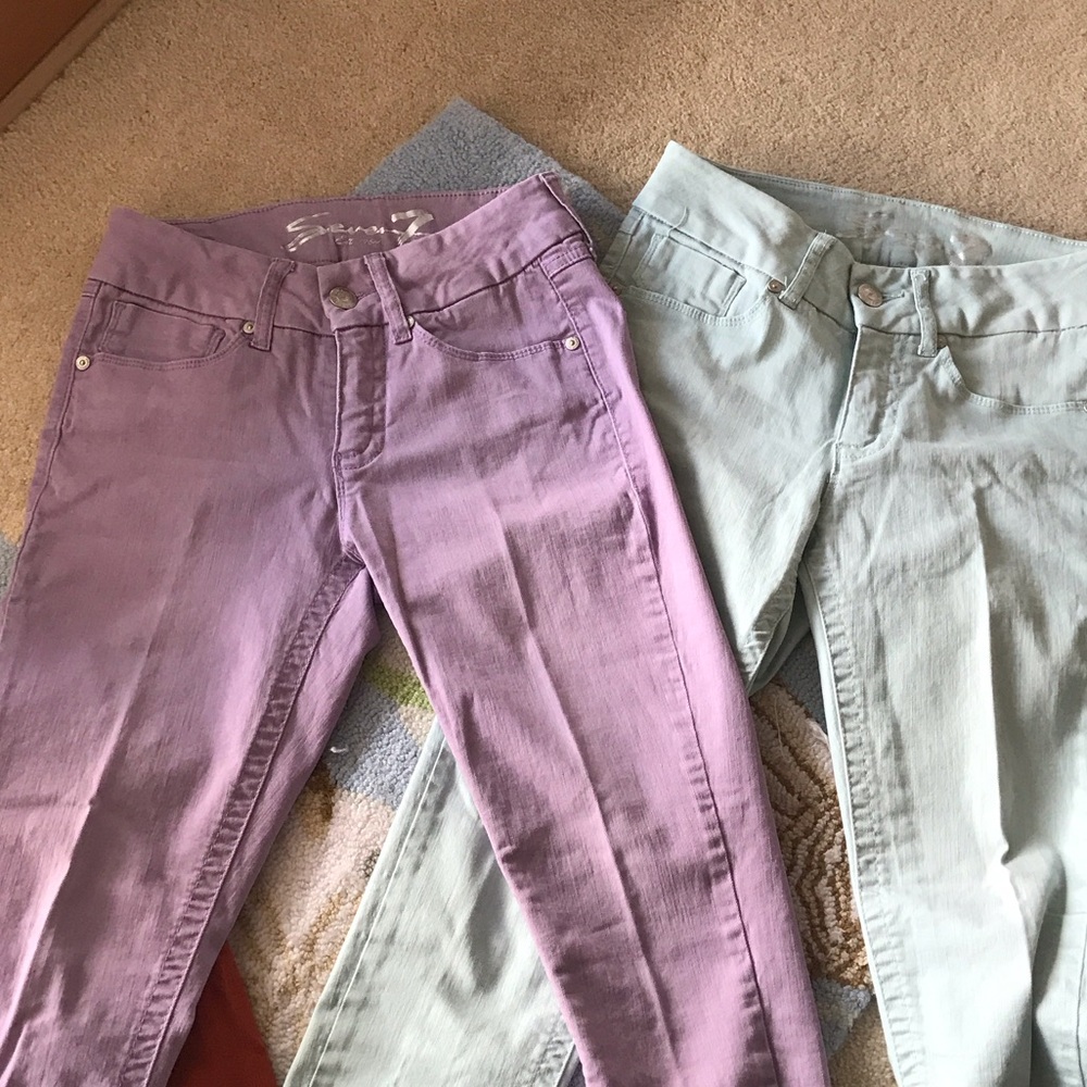 Elegant Women's Skinny Jeans in Lavender and Mint - Picture 3 of 5